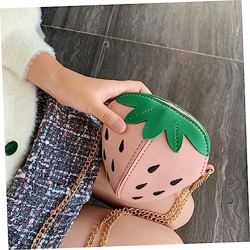 Strawberry Crossbody Bag for Girls Cute Kids Purse with Chain Strap Small Fruit Shoulder Bag for Toddlers Adorable Pink Design for Outings2