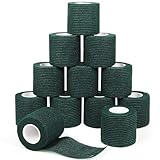 12Pcs 2inch x 5 Yards Self Adhesive Bandage Wrap Elastic Bandage Wrap Self Adherent Cohesive Wrap Bandages for Wrist Ankle Vet Tape for Dog Athletic Swelling Sprain Tape Grip Cover (Army Green)