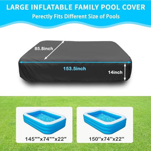 Cubre piscina rectangular inflable de 145x74 pulgadas miniatura 2