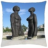 LESGAULEST Throw Pillow Cover (16x16 inch) - Statue Man Woman Naked Love Erotic Africans