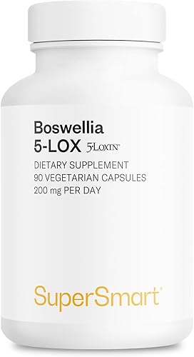 Supersmart - 5-Loxin 200mg por día (patentado) - Suplemento AKBA - Extracto de boswellia serrata de 5-loxina  Sin OMG y sin gluten - 90 cápsulas