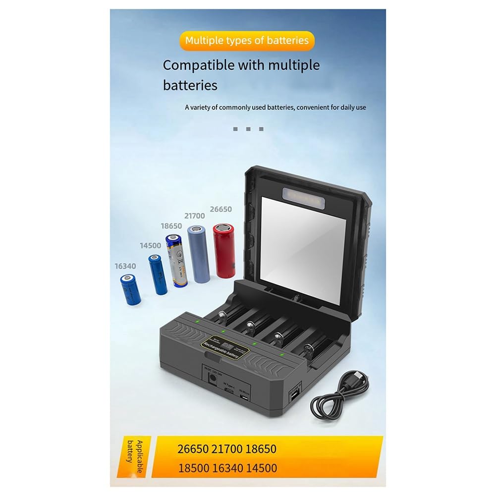 18650 Ladegerät Solar Lithium Batterie Smart Ladegerät Typ-C Vier-Slot Multifunktions-Outdoor-Ladegerät