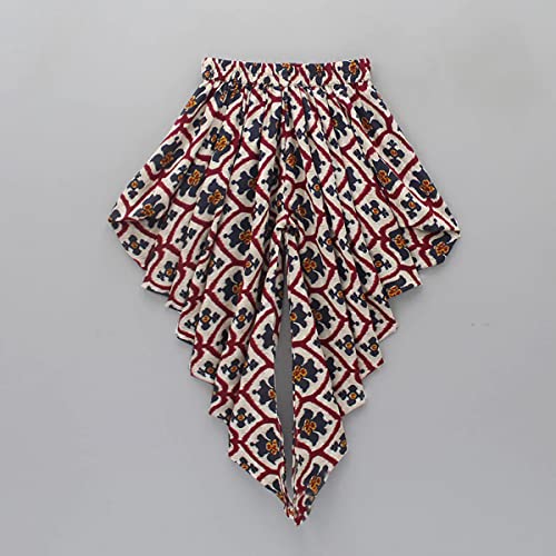 Image of Prawah Kids Girl's Rayon Patola Printed Crop Top With Patiyala Dhoti Set