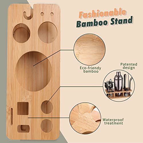 15 Piece Bar Set Cocktail Shaker Set,Bartender Kit With Stand,Black Bar Kit For Drink Mixing #TOP6