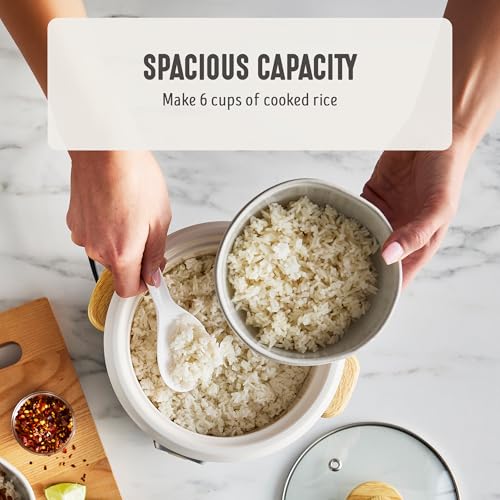 GreenLife Rice Cooker with Removable PFAS-Free Ceramic Nonstick Pot, 3-Cups Uncooked/6-Cups Cooked, Grains & Oatmeal Multicooker, Compact One-Switch Design, Auto Keep Warm, Easy Clean, Cream - Image 5