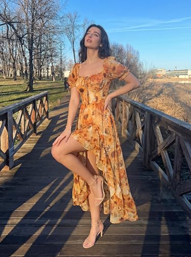 Image of Scarlet Darkness Corset Dresses for Women Summer 2026 Floral Wedding Guest Chiffon Sundress