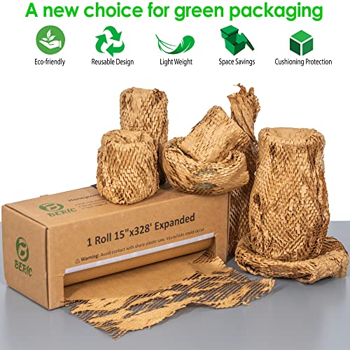 Beric Honeycomb Paper Cushioning Wrap - Packing - Shipping Supplies - Packing Paper - Packaging - Alternative To Packing Peanuts - Boxes For Packaging - Alternative To Bubble Wrap Roll - Packing Paper For Moving - 15" X 328' #TOP4