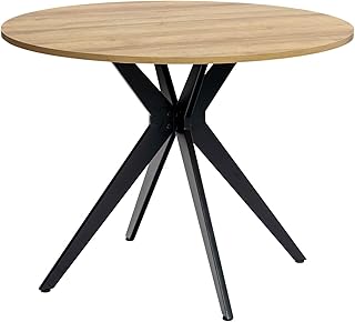 MEUBLE Cosy Runder Esstisch Klein Tisch Küchentisch Esszimmertisch 4 Personen für Küche, Wohnzimmer, Büro, 100x100x75cm, Eiche + Schwarz