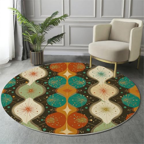 Tapete redondo moderno 2'7'' color naranja miniatura 1