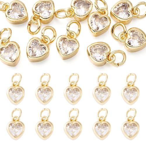 FASHEWELRY Cubic Zirconia Heart Charms
