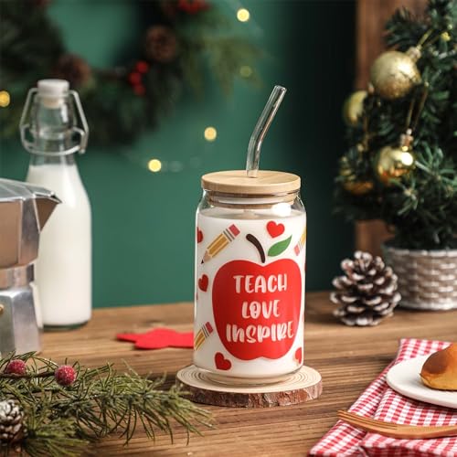 SUPREME LIGHTS ·2017· Teacher Gifts for Women - Teacher Appreciation Gifts Teachers Day Gift, Birthday, Appreciation Week, Christmas, Back to School Gift - 16 OZ Iced Coffee Glass Cup - Image 4