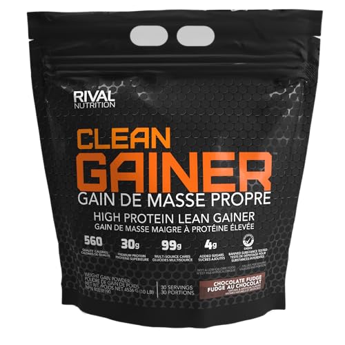 Rivalus Clean Gainer – Chocolate Fudge 10 Pound – Delicious Lean Mass Gainer with Premium Dairy Proteins, Complex Carbohydrates, and Quality Lipids, No Banned Substances, Made in USA