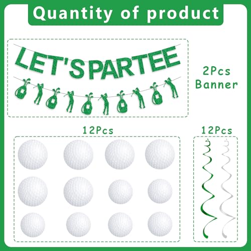Image of Gameza Golf Party Decorations - 14PCS Let's Partee Golf Theme Decorations Golf Banners Mini Golf Hanging Swirls Party Decorations Golf Birthday Party Decorations for Men Bachelor Party Decorations