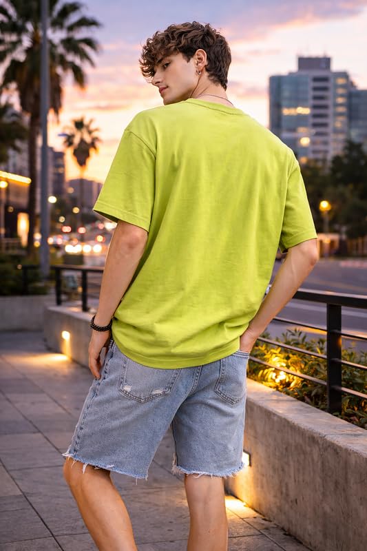 Image of London Hills Printed Cotton Blend Half Sleeve Oversized Men Round Neck Tshirts | T Shirt for Man | Tshirt | Shirts Men | Tshirt for Man | T-Shirt | Mult-Colored