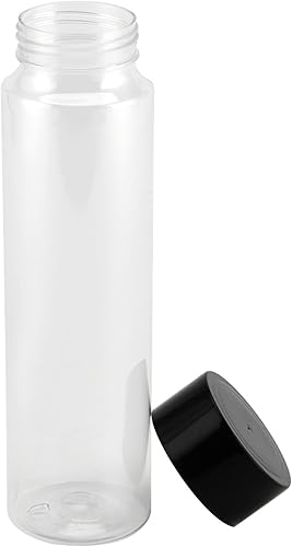 Miniatura 4 de ZOENHOU 18 botellas sensoriales de plástico transparente – Botellas reutilizables de jugo y bebidas de 14 onzas con tapas negras