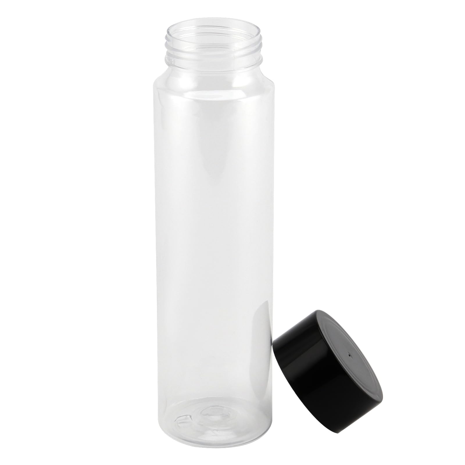 ZOENHOU Confezione da 20 bottiglie sensoriali in plastica trasparente, riutilizzabili, da 350 ml, con coperchio nero, per frullati, succhi di frutta, latte e altre bevande