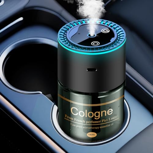 Smart Car Air Freshener, CarDiffuser with 6.09 Fl Oz /180ml Capacity Essential Oil Last 9 Months Fragrance, 5s Full-Car Fragrance, Adjustable Intensity, Auto On/Off, Women & Men for Cologne Scent 