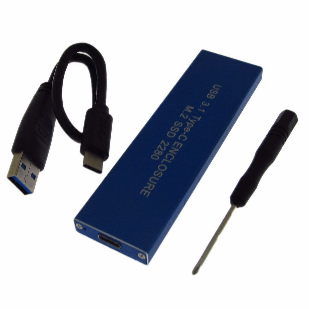 Azul USB 3.1 Tipo-C USB-C a SATA NGFF M.2 B Key SSD 2230/2242/2260/2280 Caja de tarjeta adaptadora 2