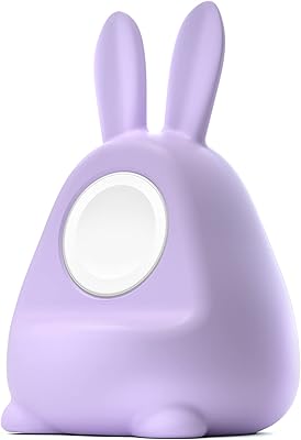 ELETIUO Charger Stand for Apple Watch Series 49/45/44/42/41/40/38mm (8/Ultra/7/6/SE2/5/4/3/2/1), Cute Ear iWatch Charging Organizer,Durable Silicone Holder Compatible with Night Stand Mode,Purple