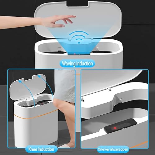 Miniatura 3 de Bote de basura automático con tapa para baño cubo de basura con sensor de movimiento impermeable cubo de basura inteligente cubo de basura delgado