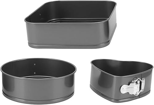 Miniatura 9 de Juego de 3 utensilios para hornear pasteles, juego de moldes antiadherentes con forma de corazón, molde redondo con forma de corazón, fácil
