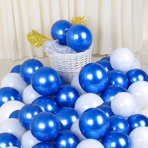 Image of Party Propz Blue And White Balloons For Decoration - 50 Pcs Blue White Balloons For Decoration | Blue's Balloon | Blue's Balloon's For Birthday Decoration | Ballon For Birthday (latex)