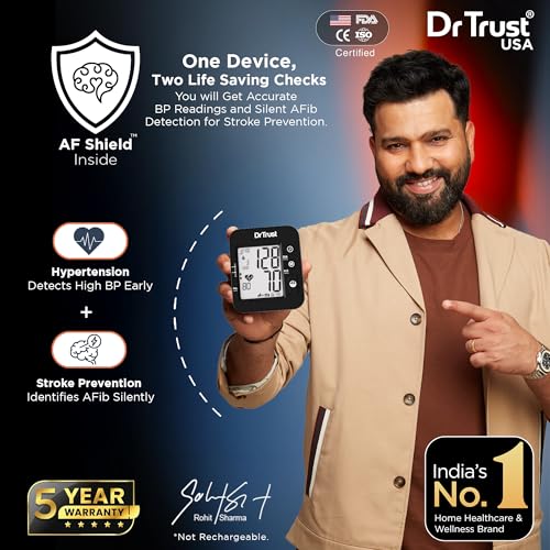 Image of Dr Trust USA Intellitrack 131 Fully Automatic Atrial Fibrillation Portable Digital Blood Pressure Monitor BP Machine For Hypertension & Managing Heart Health, BP Apparatus For Home & Clinic Use, Most Accurate Measurement, USB Compatible with Backlight & MDI Technology