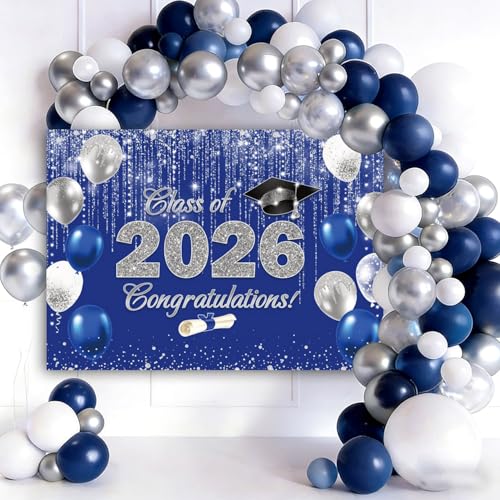Bannière de classe 2025 grand format 2,1 x 1,5 m bleu argenté - 7