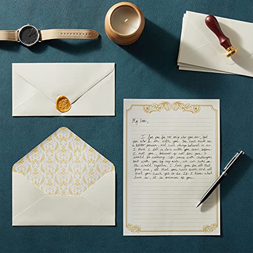 60 Sheets Vintage Stationery Paper and Envelopes Letter Set, Gold Border (8.5 x 11 In) 60 Sheets Vintage Stationery Paper and Envelopes Letter Set, Gold Border (8.5 x 11 In)