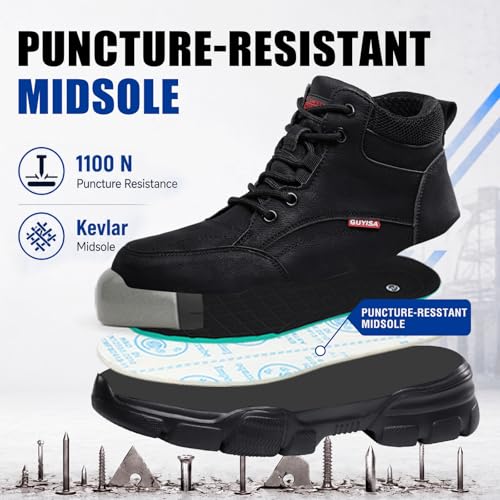 Image of Steel Toe Work Shoes for Men, Lightweight Safety Shoes with Puncture Resistant Midsole, Comfortable Protective Work Shoes for Warehouse Factory Light Construction