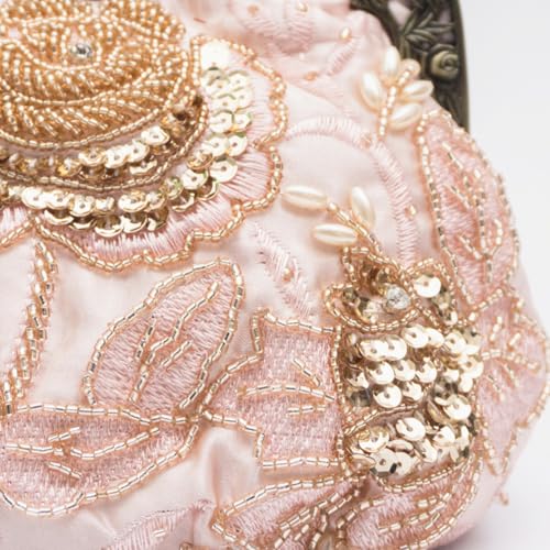 Image of Women's Vintage Beaded Sequin Flower Evening Handbags Wedding Clutches Prom Cocktail Party Handbags