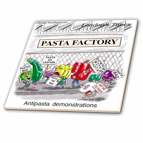 4 Inch Ceramic Tile - Pasta Demonstrations Funny Food Coffee Other Digestibles