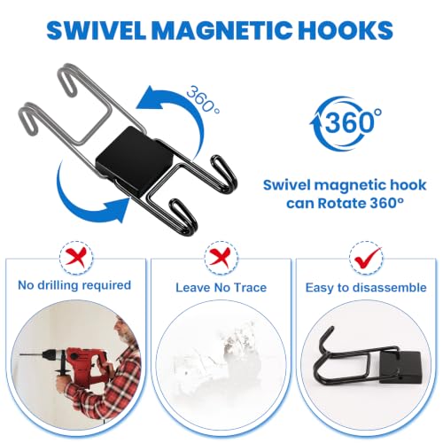 Image of MIKEDE Magnetic Hooks 80LBS, 6 Pcs Cruise Essential Heavy Duty Black Hook
