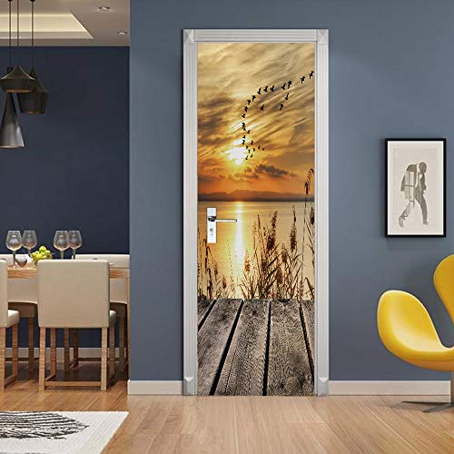workid 3D Türtapete Türfolie selbstklebend TürPoster PVC Türaufkleber Fototapeten Schilf 77x200 cm