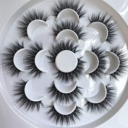 PLEELL False Eyelashes Fluffy Faux Mink Long Dramatic Wispy Handmade Volume Natural Look Soft Lightweight Reusable Makeup Lashes