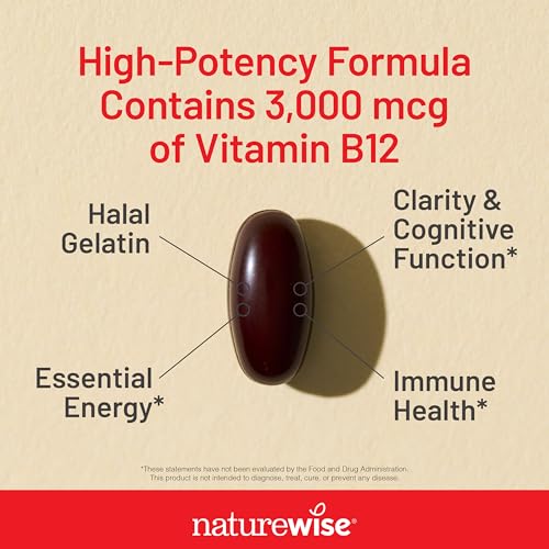 NatureWise Vitamin B12 3000 mcg - Extra Strength - Supplement for Supporting Energy Levels, Mental Clarity, Nervous System Health - Easy-to-Swallow, Soy and Gluten-Free, Non-GMO - 60 Softgels - image 3