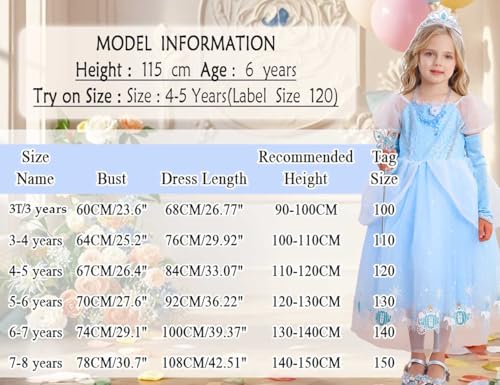 Disfraz princesa azul para niñas 5-6 años miniatura 6