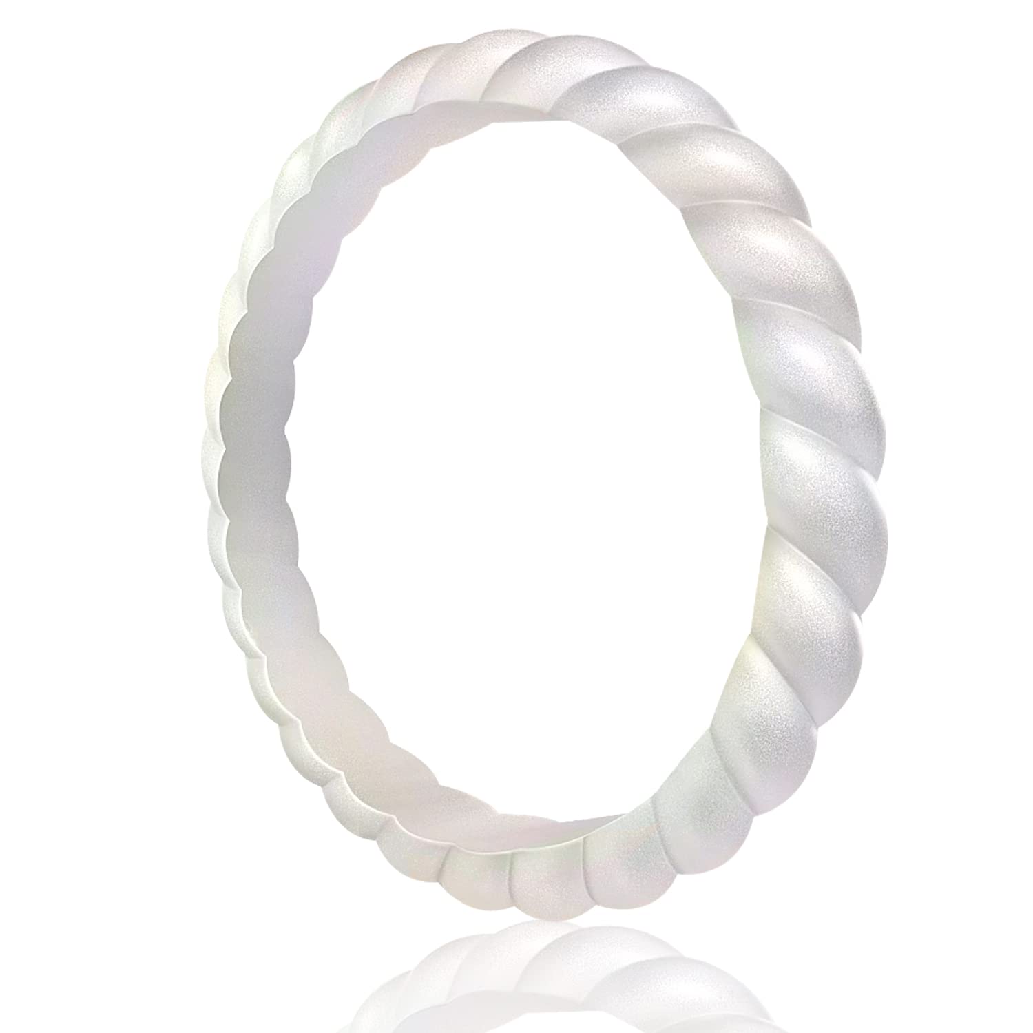 Egnaro Women's Braided Silicone Wedding Ring, Stylish Stackable Rubber Band