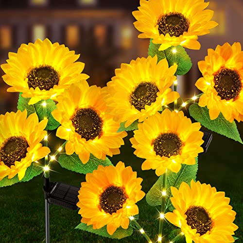 Ahaorigin Solar Garden Lights Outdoor Waterproof, 3 Pack Sunflower Solar Lights for Outside with 9 Lifelike Sunflower, 36 Bright LED Solar Powered Outdoor Lights for Yard Pathway Garden Decorations