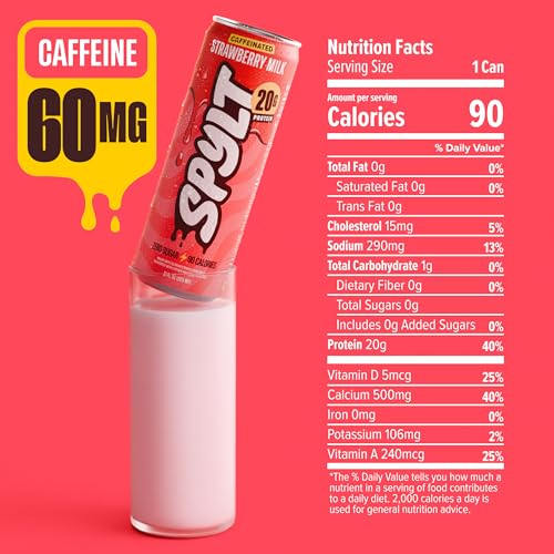Image of Spylt Strawberry Milk Protein Shake, 20g, 60mg Caffeine, 12 Pack