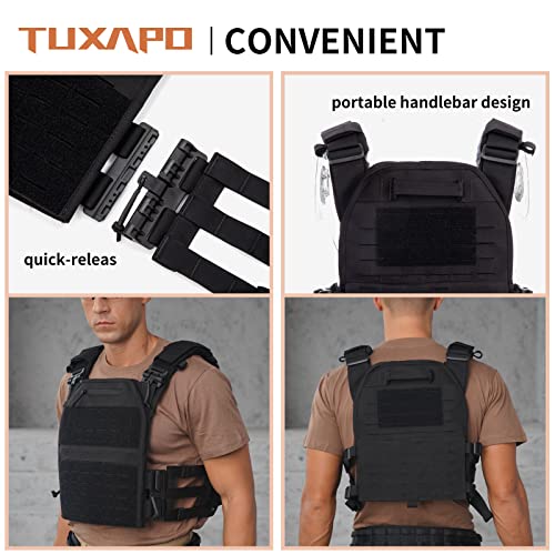 Tuxapo Tactical Molle Vest For Men Quick Release Adjustable Lightweight 1050D Nylon Vests Black #TOP4