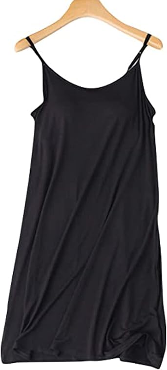 Womens Full Slip Dress Built-in Bra Chemisole Sleepwear Adjustable Spaghetti Strap Nightgown