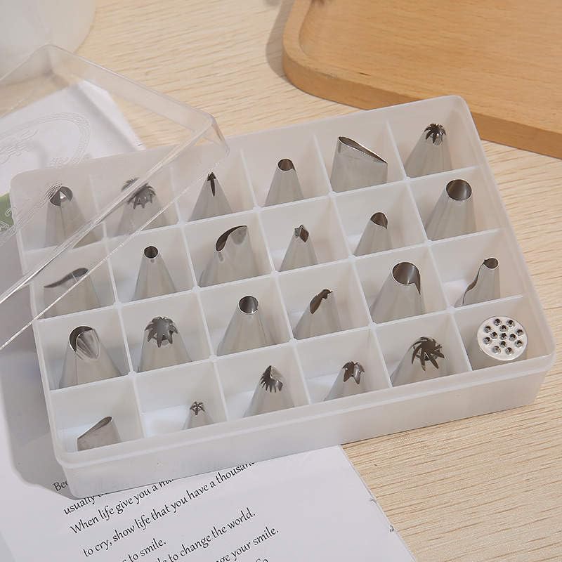 BERAM 24 Pieces Piping Nozzles Stainless Steel Cake Decorating Tools Icing Nozzle Set with Box Cake Decorating Pastry Set Nozzle Tips for Buttercream Frosting Cupcakes Cookies Fondant Designs