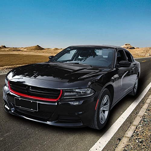 Image of Voodonala Front Grille Inserts Trim for 2015-2026 Dodge Charger, Radiator Grill Cover Protector, ABS Red Exterior Accessories, 2PCS
