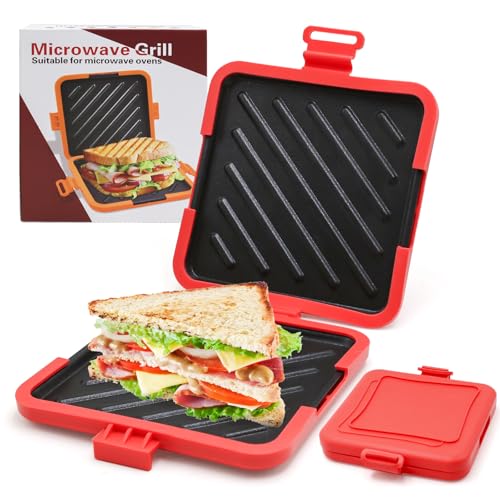 Microwave Toastie Sandwich Maker Microwave Toastie Maker with Removable Non-Stick Plates & Silicone Quick-cooking and Easy-Clean Micro Toastie Perfect for Sandwiches Paninis and Fried Eggs