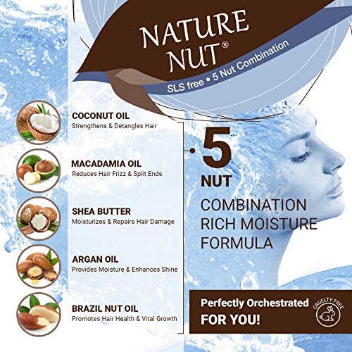 Nature Nut Hair Serum Moisturizer For Frizzy Hair - Anti Frizz Hair Gloss Serum Split End Repair Treatment For Dry Damaged Hair With 5 Nut Hydration Formula #TOP1