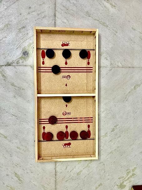 Image of Fast Finger - Premium Wooden Game 2 in 1 Fastest Finger First Board Games for Adults & Kids Wooden String Hockey Game Sling Puck Board Hockey Toy Perfect for Family