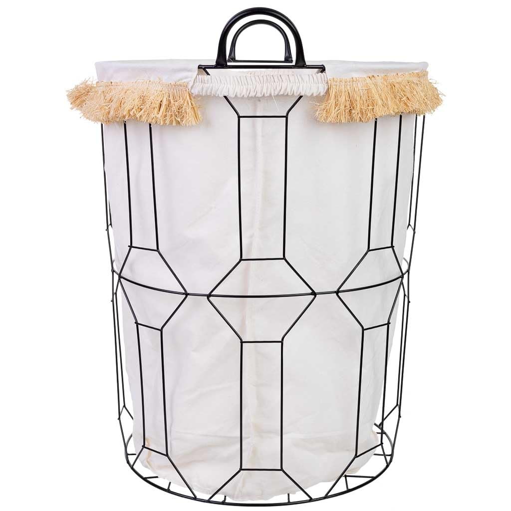 WANDERLUST DECO Cesto de la Ropa de Metal y Tela D45x56/63