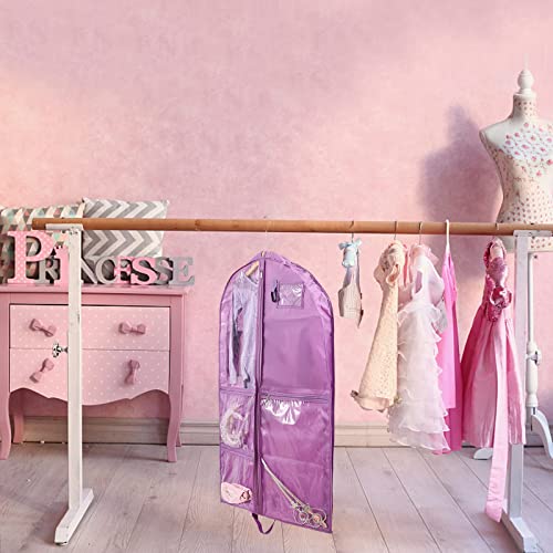 Kinder-Kleidungstasche mit 5 Taschen,Faltbare Kinder Kleidersack Kurz Kleidungs Hängeabdeckung für einfache Organisation für Tänzer,Aufführungen,Wettbewerbe,Schönheitswettbewerbe,Reisen und mehr