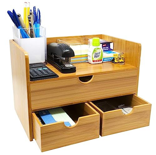 Sorbus Bamboo Desk Organizer - 3-Tier 100% Bamboo...
